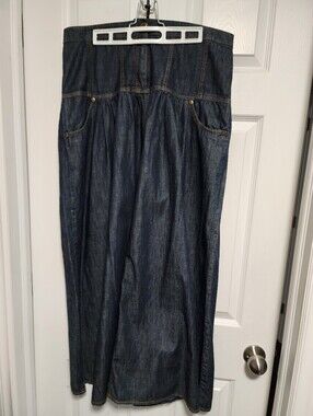 Y&M Dark Blue Wide-Leg Denim Skirt